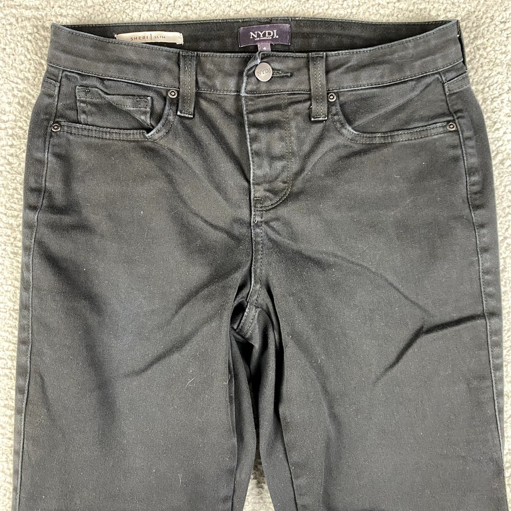 NYDJ Jeans Womens 4 Black Sheri Slim Fit Lift Tuck Stretch Dark Ankle Pants
